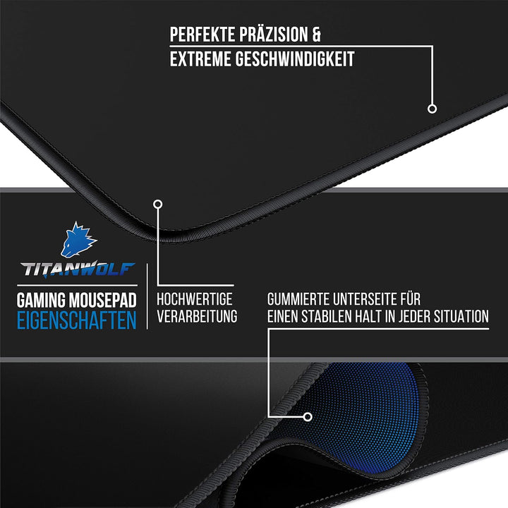 TITANWOLF - Übergrösse Mauspad Gaming 900x600mm Titanwolf - XXL Mousepad gross - Tischunterlage Extr
