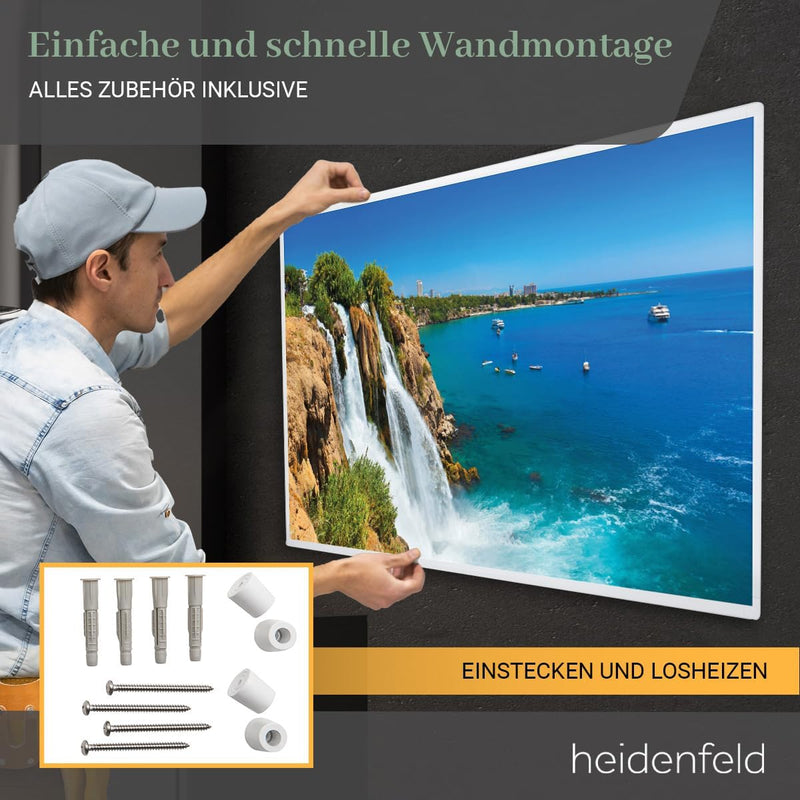 Heidenfeld Infrarotheizung HF-HP105 | 𝟭𝟬 𝐉𝐀𝐇𝐑𝐄 𝐆𝐀𝐑𝐀𝐍𝐓𝐈𝐄 - 1000 Watt - Bis 25 m² - Infrarot Heizkörpe