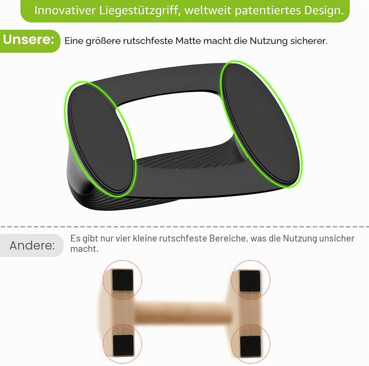 Kipika Liegestützgriffe für Zuhause – Push-Up Bars mit Anti-Rutsch-Unterseite,Soft Handles,Set of 2