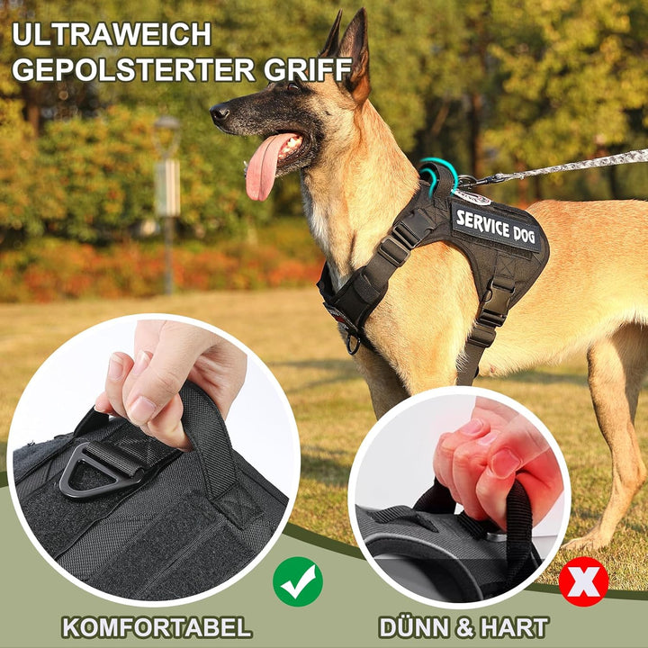 Demigreat Taktisches Anti-Zug-Hundegeschirr Klein Mittel Gross Hund M Stern Schwarz, M Stern Schwarz