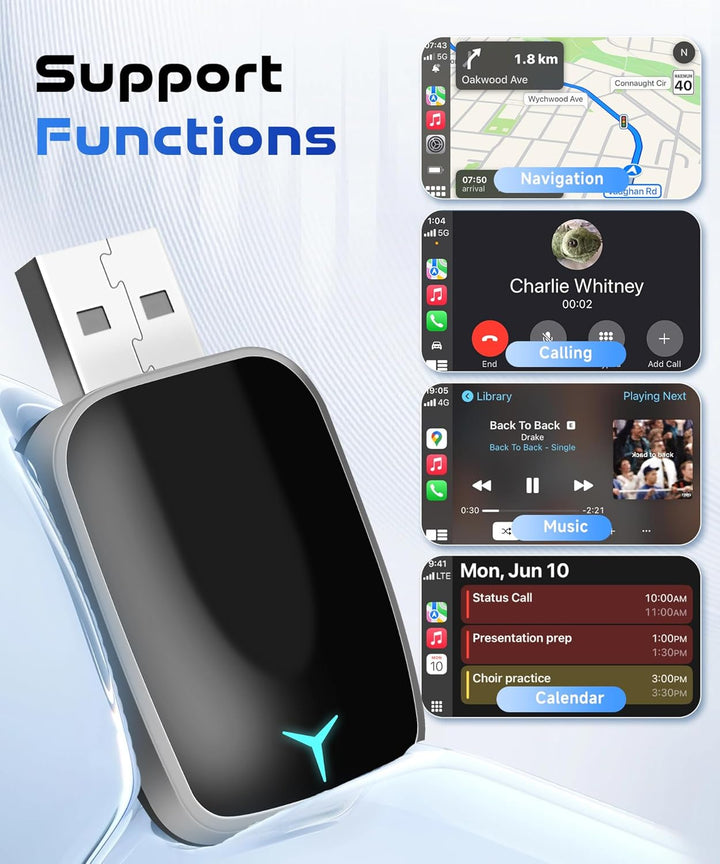 2025 Wireless Carplay & Android Auto Wireless Adapter, 2 IN 1 Stick Konvertieren Wired Android Auto/