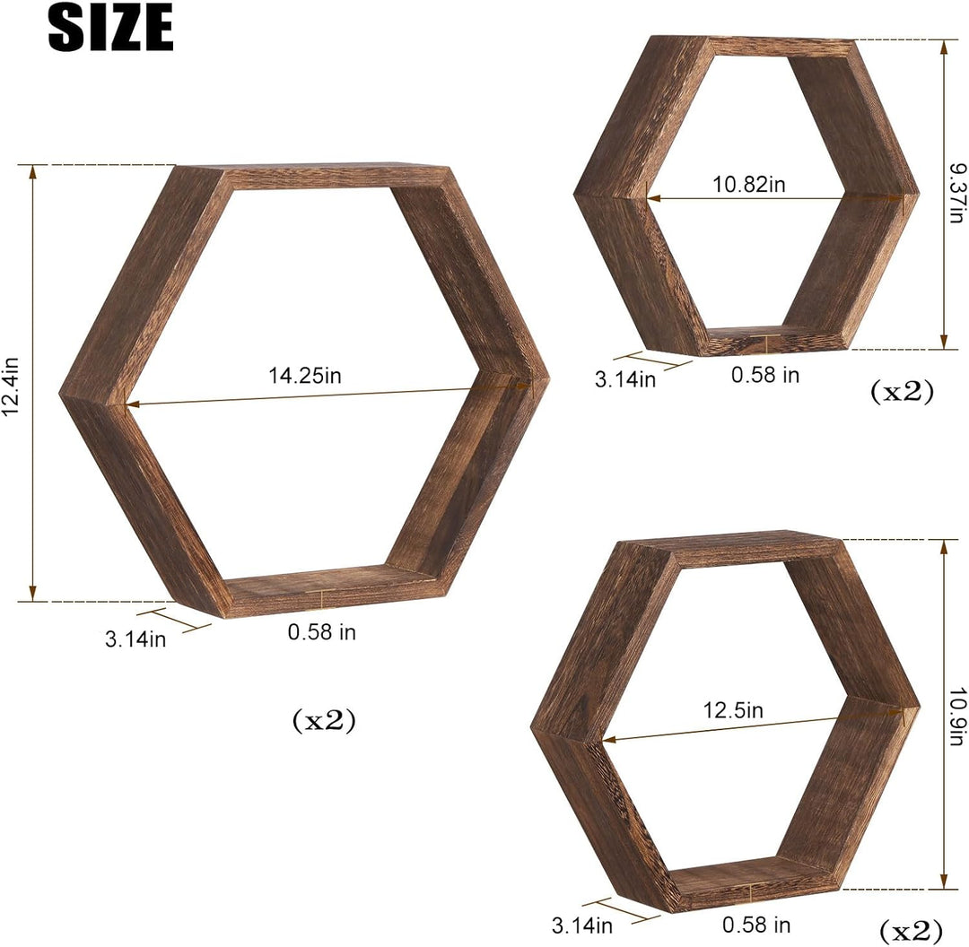 Schwebendes Sechseck Regal 6er-Set Wandhalterungsmontage Wabenregal Bauernhaus Sechseckige Regale Wa