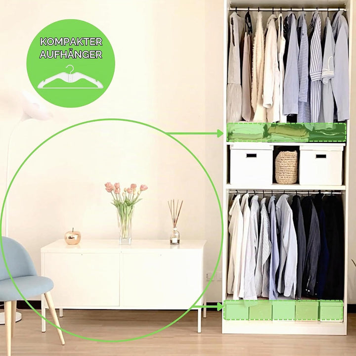 HOMPLEMENT Platzsparender Kleiderbügel – 20 Stück – mit verstellbarem Haken – Kleiderbügel – Made in