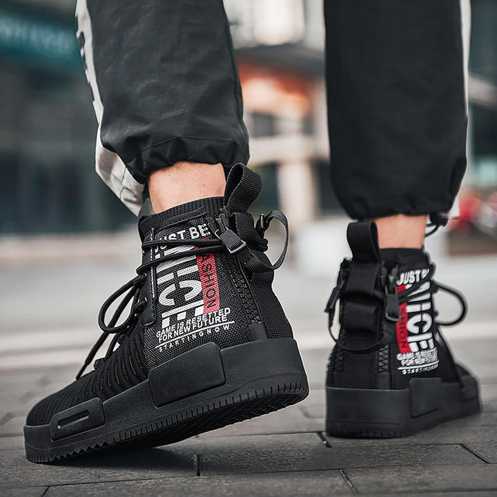 FUSHITON Herren Sportschuhe High Top Turnschuhe Mode Freizeitschuhe Draussen Laufschuhe Sneakers Lei