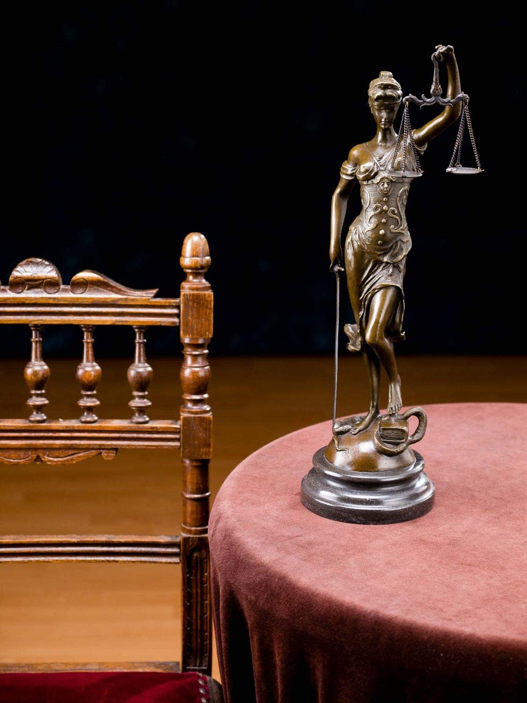 aubaho Bronzeskulptur Justitia Bronze Figur Bronzefigur Skulptur 41cm Sculpture Justice