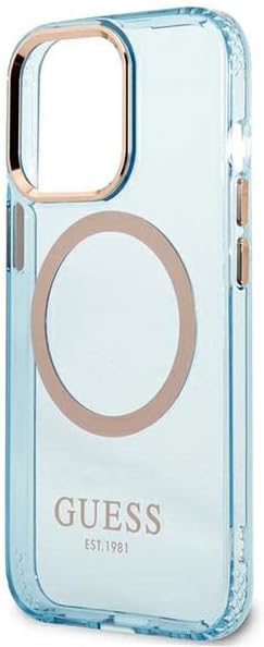 Guess GUHMP13LHTCMB Hülle für iPhone 13 Pro / 13 6,1" blau/Blue Hard case Gold Outline Translucent