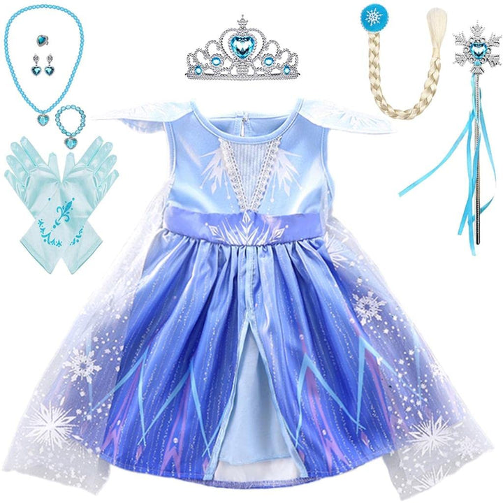Lito Angels Schneekönigin Elsa Kleid mit Schleppe und Zubehör für Kinder Mädchen Eiskönigin 2 Prinze