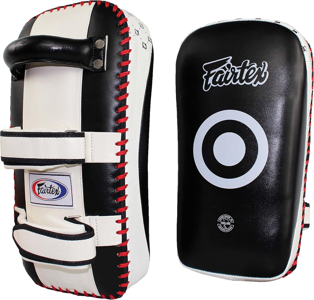 Fairtex Muay Thai Kick Pad - Curved Shape 40x21x12cm HxBxT schwarz/weiss, 40x21x12cm HxBxT schwarz/w