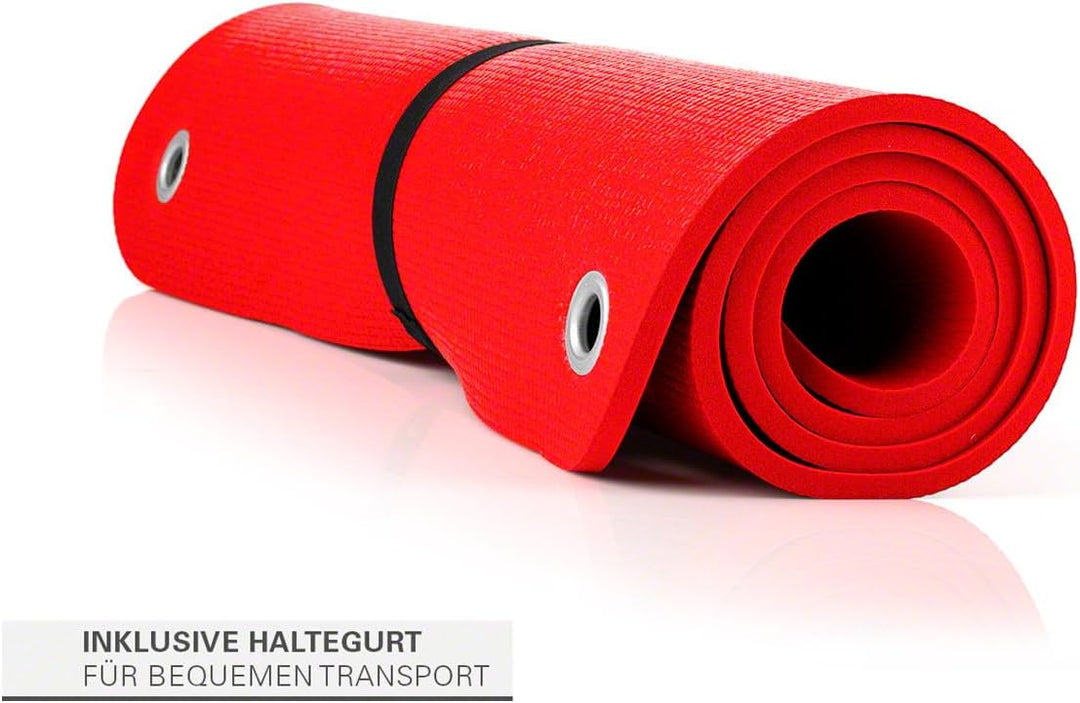 Sport-Tec Gymnastikmatte inkl. Ösen, LxBxH 140x60x1 cm Rot, Rot