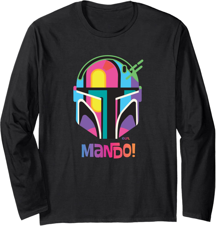 Star Wars The Mandalorian Mando Helmet Neon Langarmshirt