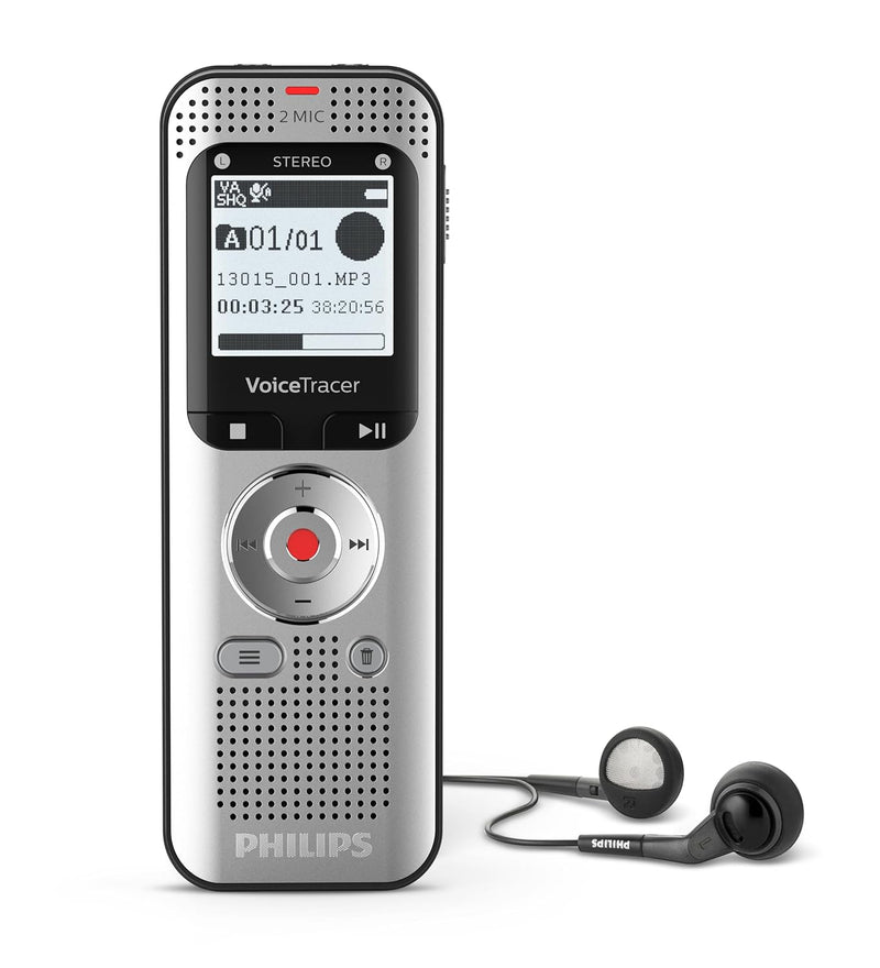 Philips VoiceTracer DVT2050 digitales Diktiergerät Audiorecorder Aufnahmegerät, Stereo MP3, 8GB