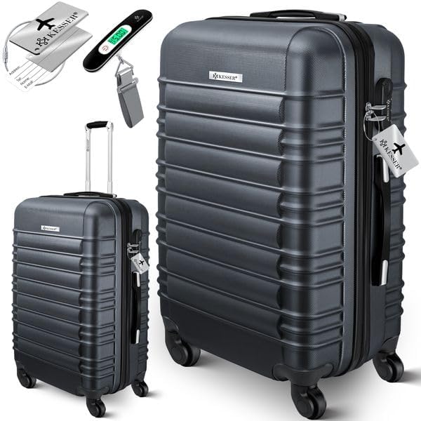 KESSER® Reisekoffer Mittlerer Hartschalen-Koffer Inkl. Kofferwaage + Gepäckanhänger Trolley Gepäck R