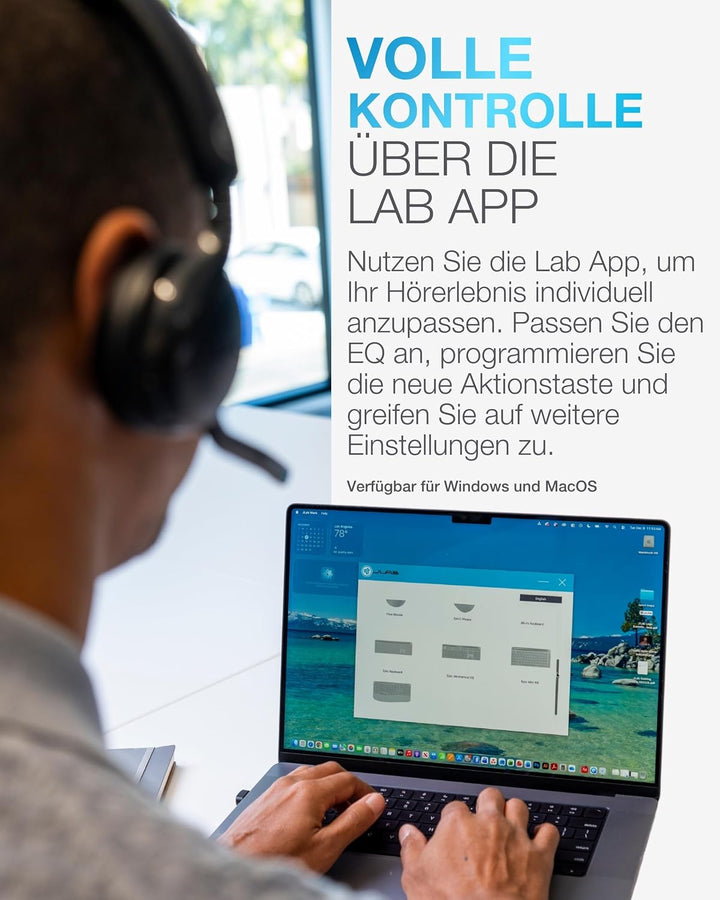 JLab Go Work 3 Bluetooth Headset mit Mikrofon - 70+ h, On-Ear, 18 Stück | USB-C Dongle, Geräuschunte