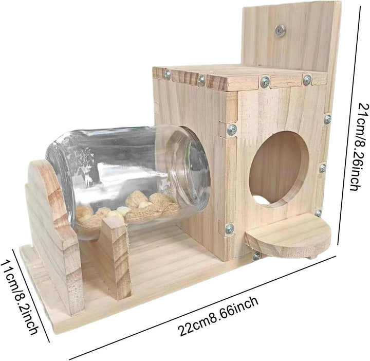 Eichhörnchen Futterhaus Zum Hängen, Aus Holz, Wetterfest, Garten Futterstation, 22x11x21cm.