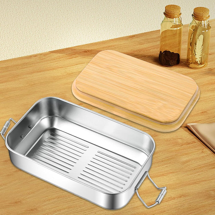 SHUESS 2er Edelstahl Brotdose Kinder 700ml mit Bambusdeckel – Auslaufsichere Metall Lunchbox Edelsta