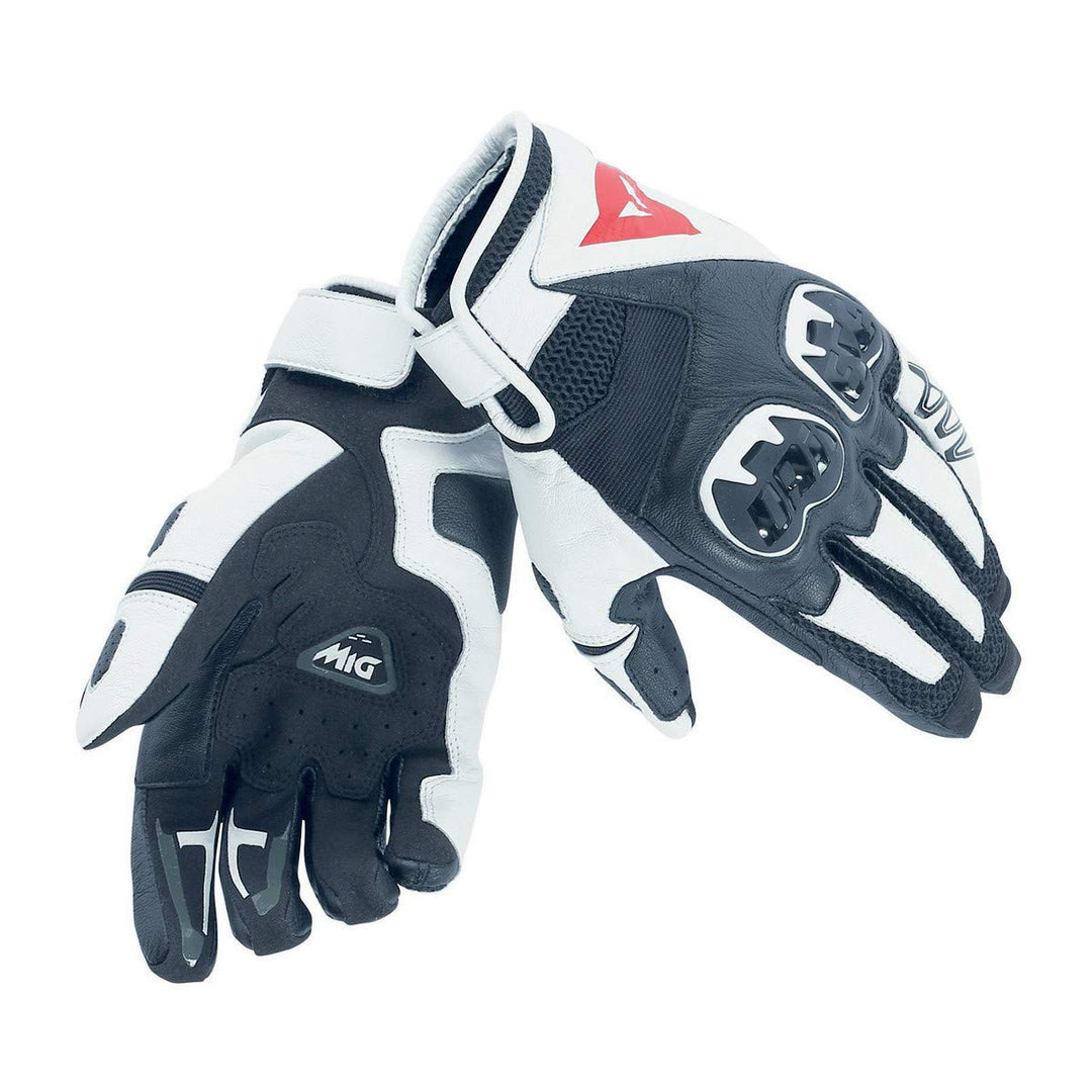 Dainese Unisex Mig C2 Gloves Motorbike Motorcycle Leather Summer Gloves XL schwarz-weiss, XL schwarz