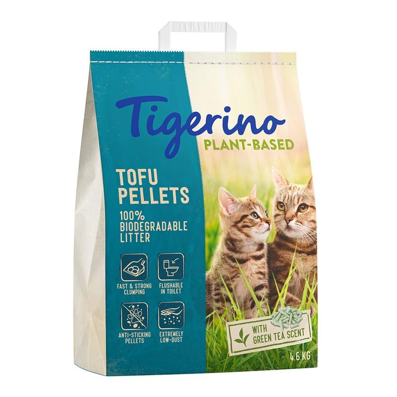 Tigerino Plant-Based Tofu Katzenstreu – Duft nach grünem Tee | 11L (4,6 KG)