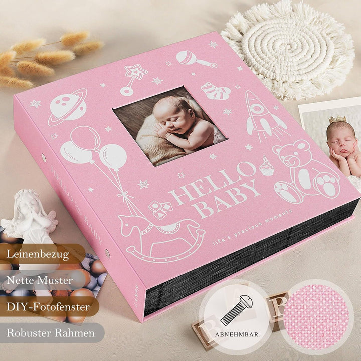 Lanpn Baby-Fotoalbum, 10 x 15 cm, 600 Taschen, Leineneinband, Fotobuch für Neugeborene, Bebe Album,