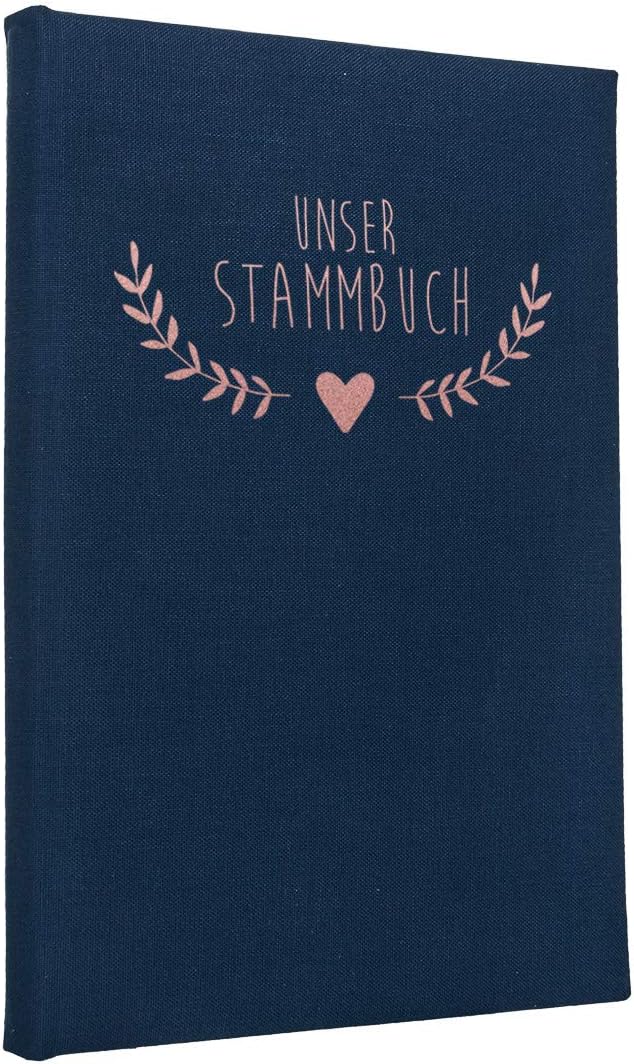 Hochzeitideal – Stammbuch der Familie Boho dunkelblau - 21,0 cm x 15,0 cm - Buchbinderleinen Stammbu