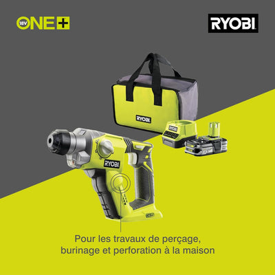 RYOBI 18 V ONE+ Akku-Bohrhammer R18SDS-125S (Schlagenergie 1.3 J, Max. Bohrdurchmesser in Holz/Mauer