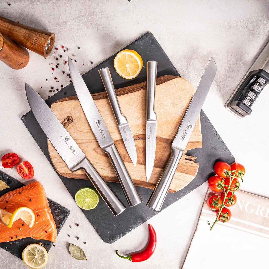 KARL HAUSMANN Messer Set ohne Block - 5 Teilig - Küchenmesser Set aus Edelstahl X30Cr13 - Kochmesser