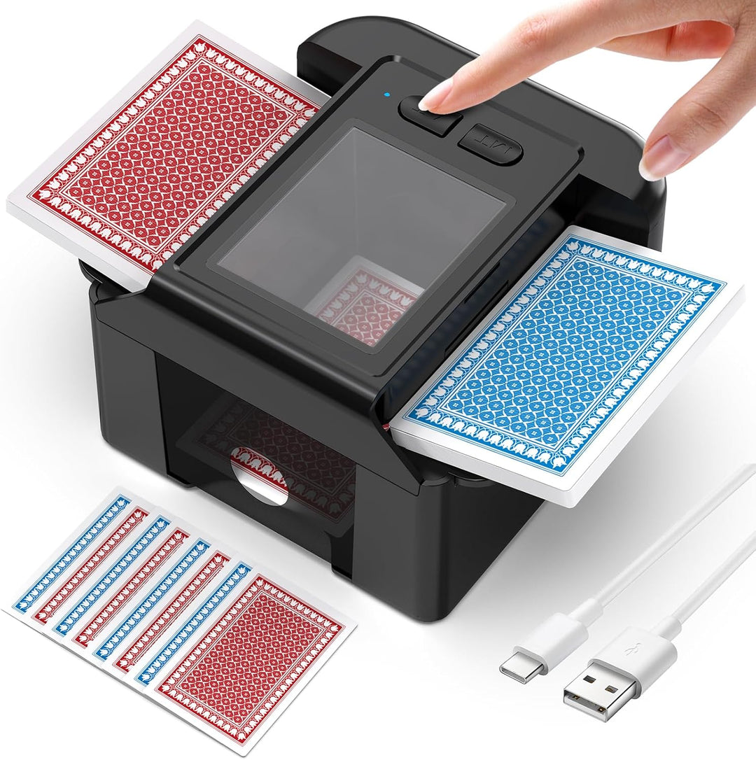 ShinePick Kartenmischmaschine Elektrische für 1-2 Decks, 2000mAh Karten Mischmaschine Automatischer