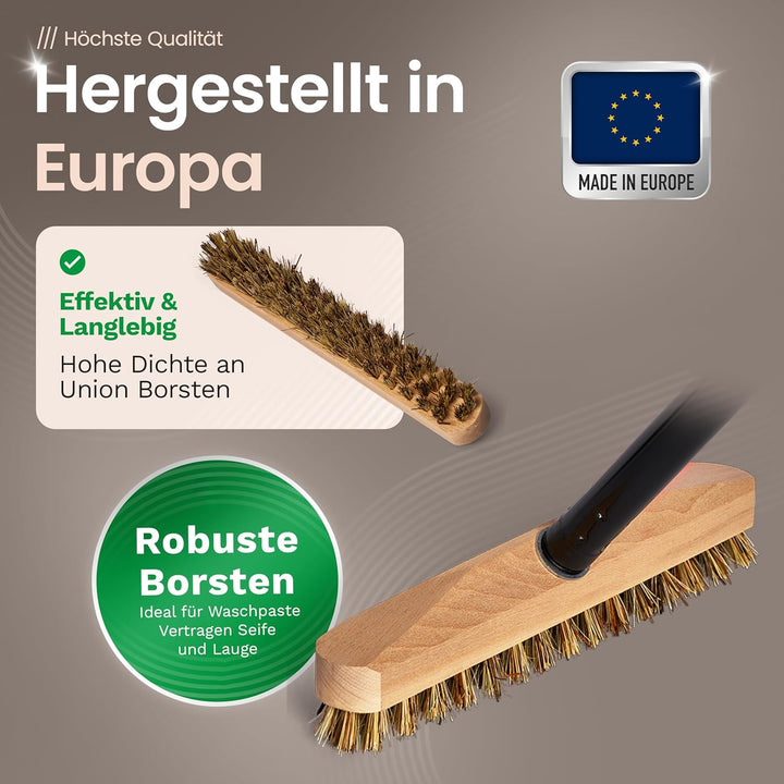 Novaliv 2X Wischer aus stabilem Holz mit Kunststoff Borsten mit Gewinde und Schraub- Steckstiel vier