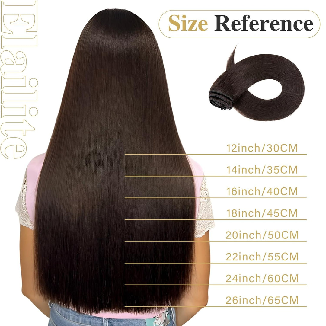 Elailite Extensions Echthaar Clip in 8 Tressen Glatt 