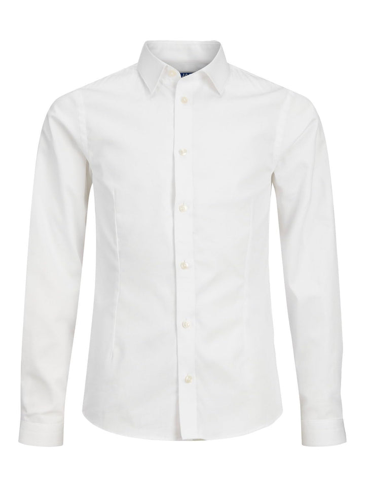 JACK & JONES Jungen Jprparma Shirt L/S Jr STS Hemd 128 Weiss, 128 Weiss