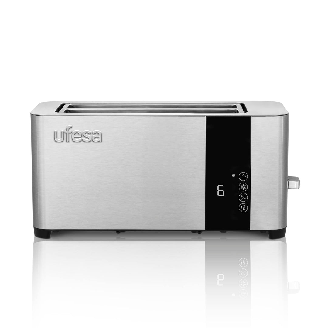 Ufesa Duo Plus Delux Toaster 2 Scheiben aus Edelstahl, LCD-Digitalbildschirm, 1400 W, Toaster Langsc