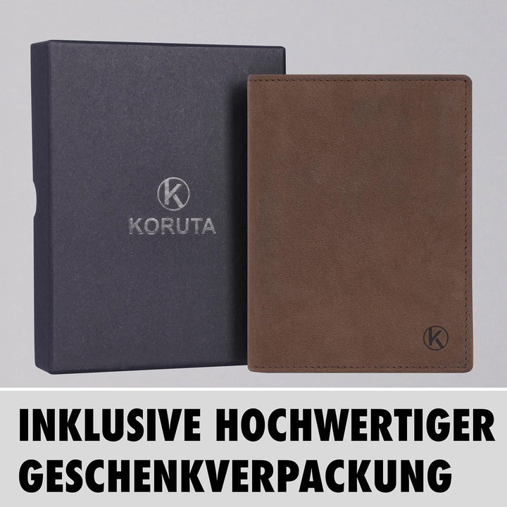KORUTA Leder Geldbörse Herren mit RFID Schutz I Portemonnaie Gross mit Münzfach I 13 Fächer I Echtle