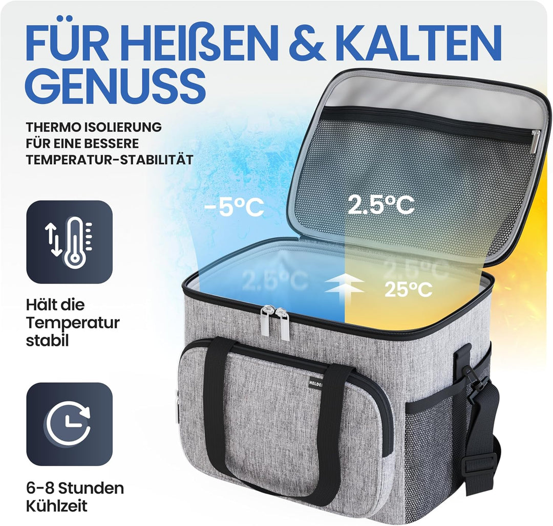 HELDENWERK Kühltasche Gross faltbar - Isolierte Kühlbox Thermotasche auslaufsicher & wasserdicht - P