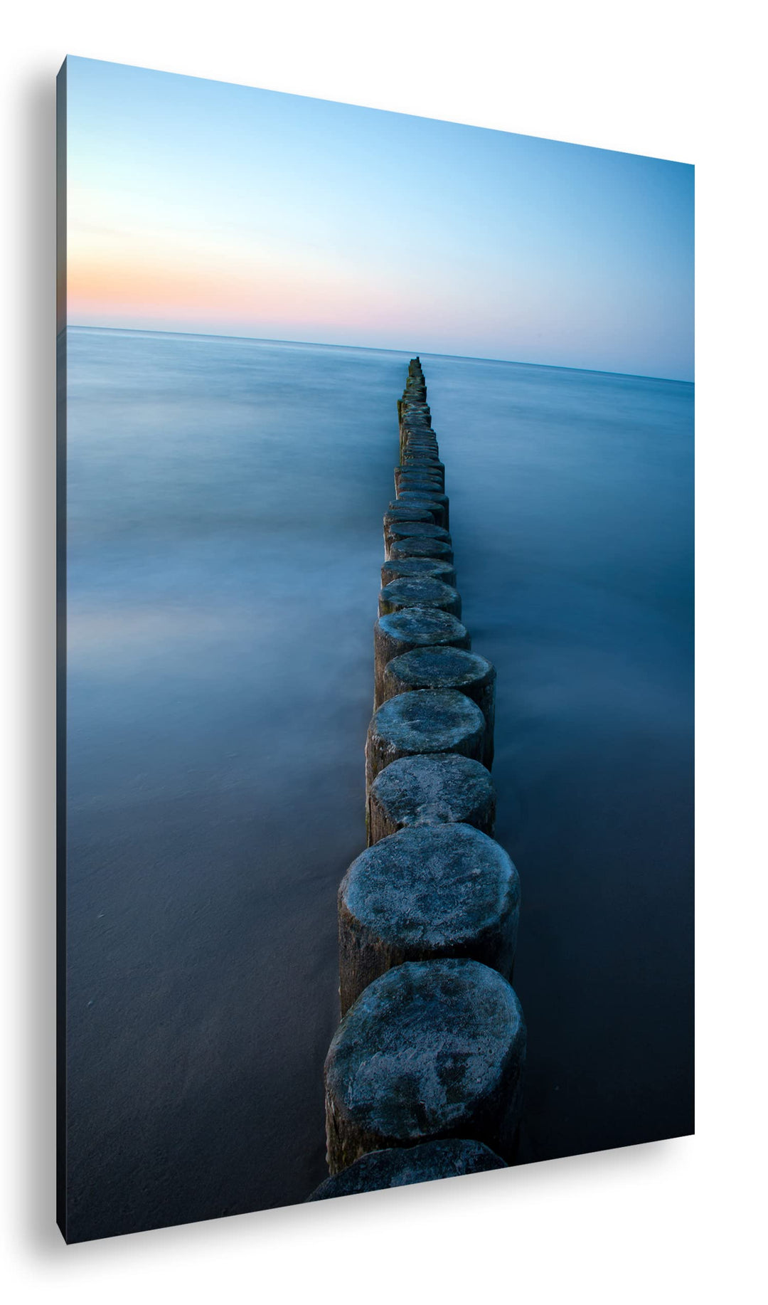 Buhnen an der Ostsee im Format: 80x60 als Leinwandbild, Motiv fertig gerahmt auf Echtholzrahmen, Hoc