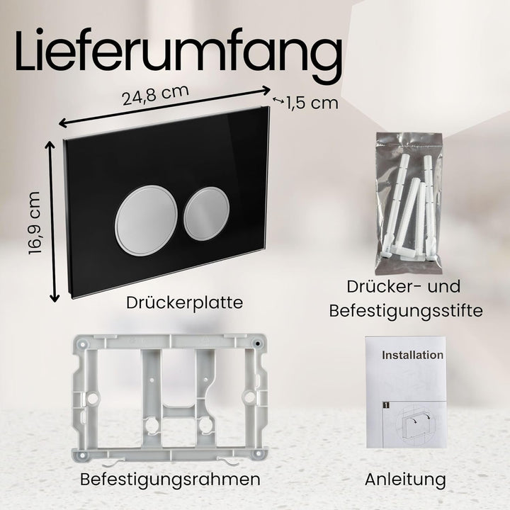 Drückerplatte WC passend für Geberit Sigma Vorwandelement (GSC 105, Glas) GSC 105 Glas, GSC 105 Glas