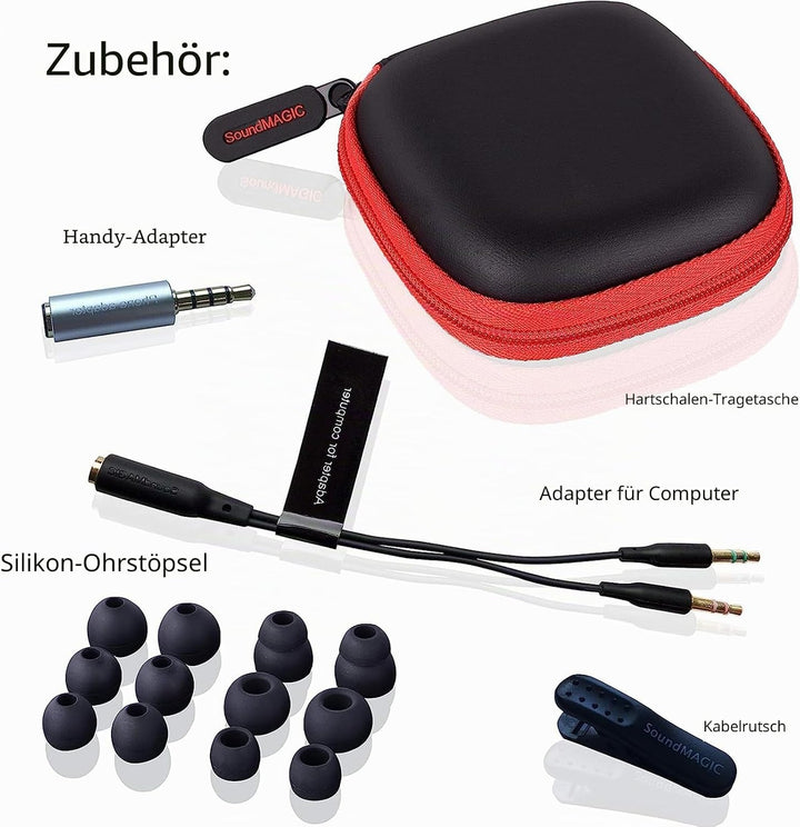 SoundMAGIC E80C Kabelgebundene Ohrhörer mit Mikrofon HiFi Stereo Audiophile Kopfhörer Geräuschisolie