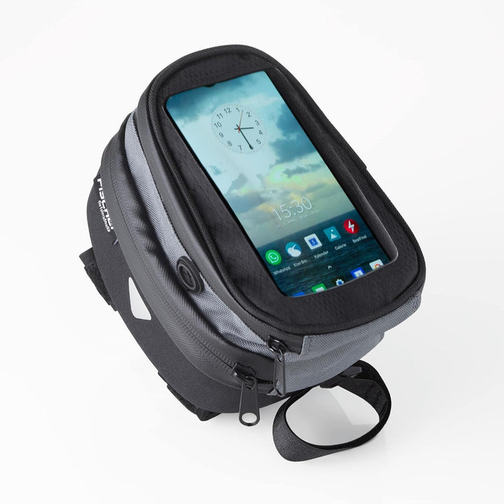Fischer Premium Fahrradtasche | mit integrierter Smartphone-Tasche und Touchscreen-Schutzfolie | Obe