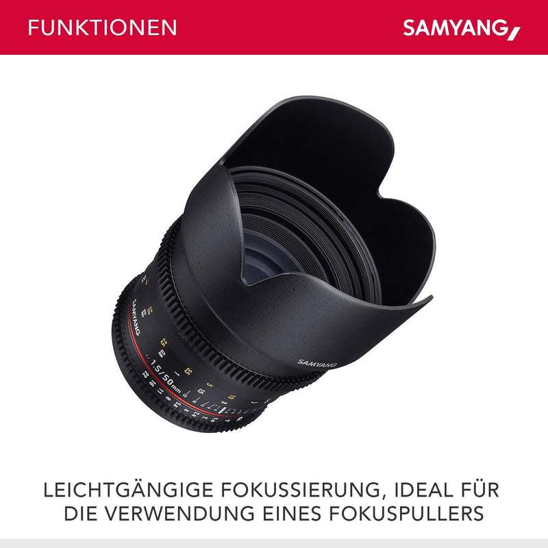 Samyang 50/1,5 Objektiv Video DSLR Canon EF manueller Fokus Videoobjektiv 0,8 Zahnkranz Gear, Porträ