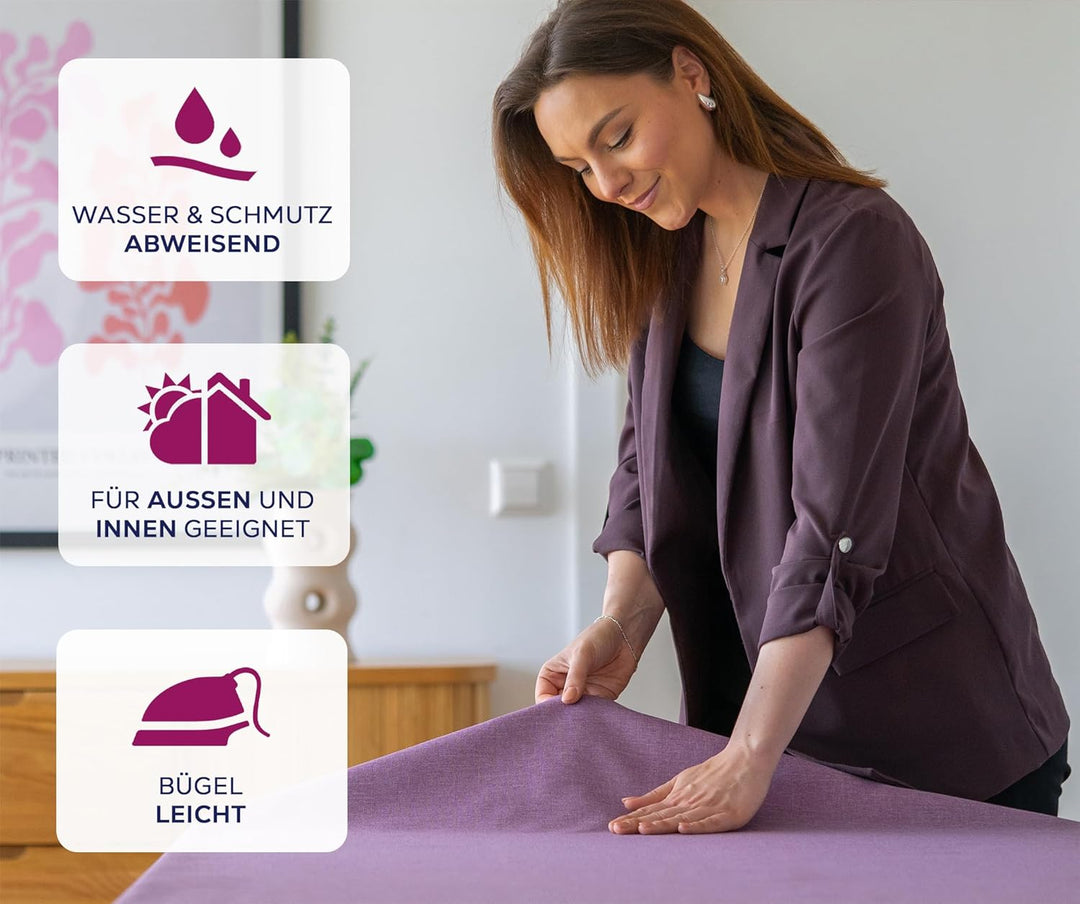 BEAUTEX fleckenabweisende und bügelfreie Tischdecke - Tischtuch mit Lotuseffekt - Tischwäsche in Lei