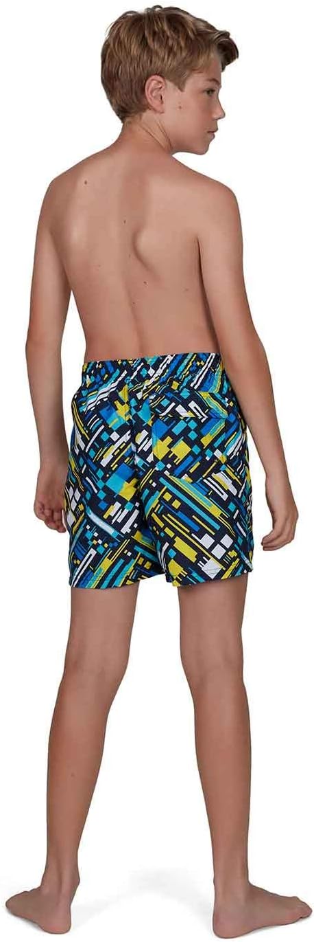 Speedo Jungen Glitchwarp Allover 15" Ws Schwimm-Slips M Echtes Marineblau, Blau-türkis, Empire, Gelb