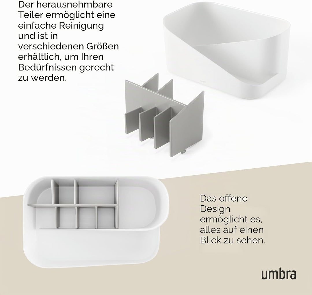 Umbra Glam Kosmetik-Organizer, vielseitiger Aufbewahrungsbehälter mit herausnehmbarem Einsatz für Ba