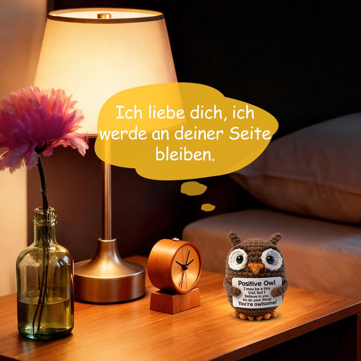 Handgefertigtes Häkel-Dekoelement Eule – Emotionales Begleitobjekt & Geschenk für Erwachsene zu Weih