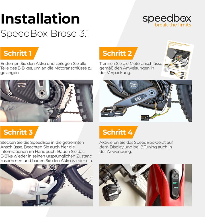 SpeedBox 3.1 kompatibel mit Brose/Specialized/kompatibel mit SRAM Powertrain/E-Bike Tuning-Kit/Entsp
