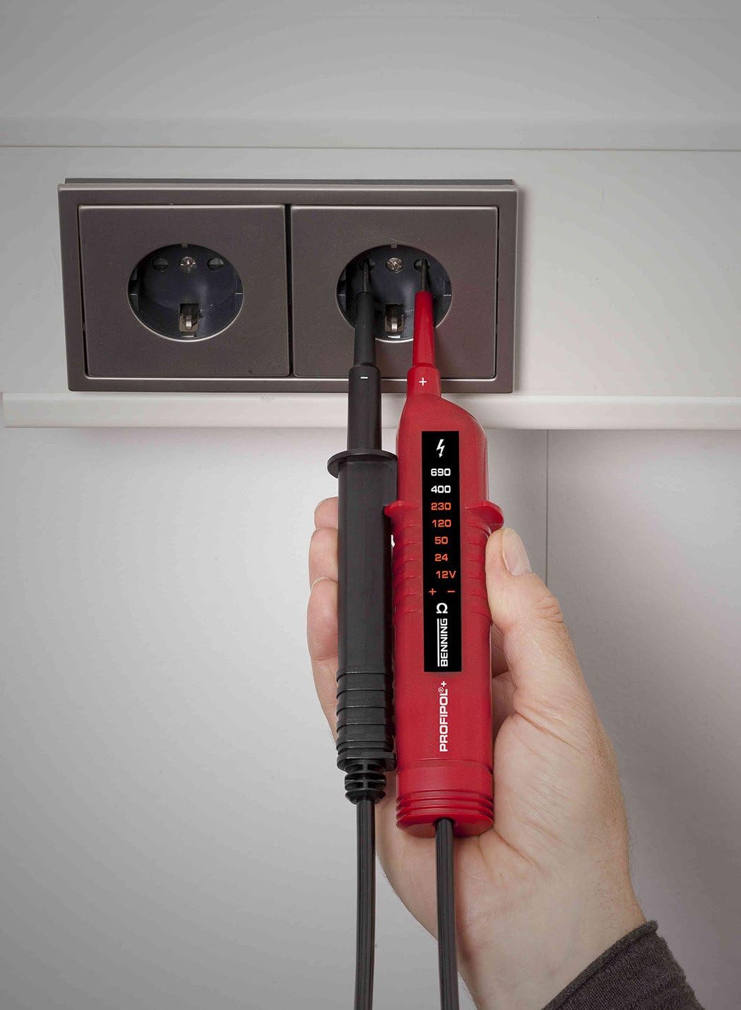 BENNING PROFIPOL+ Spannungsprüfer (Spannungsmessbereich 12 V - 690 V AC/DC, Prüfart 2-polig, Durchga