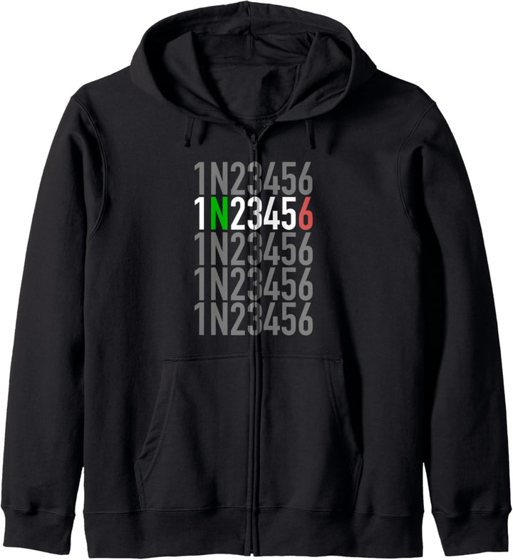 1N23456 Motorradgangschaltung Motorradfahrer Kapuzenjacke