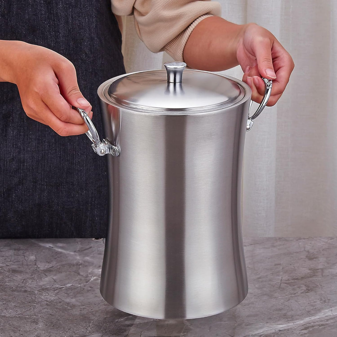 Eiseimer mit Deckel und zange Premium Eiskübel als Eiswürfelbehälter Ice Bucket,Eiskübel-Set, 3 l, d