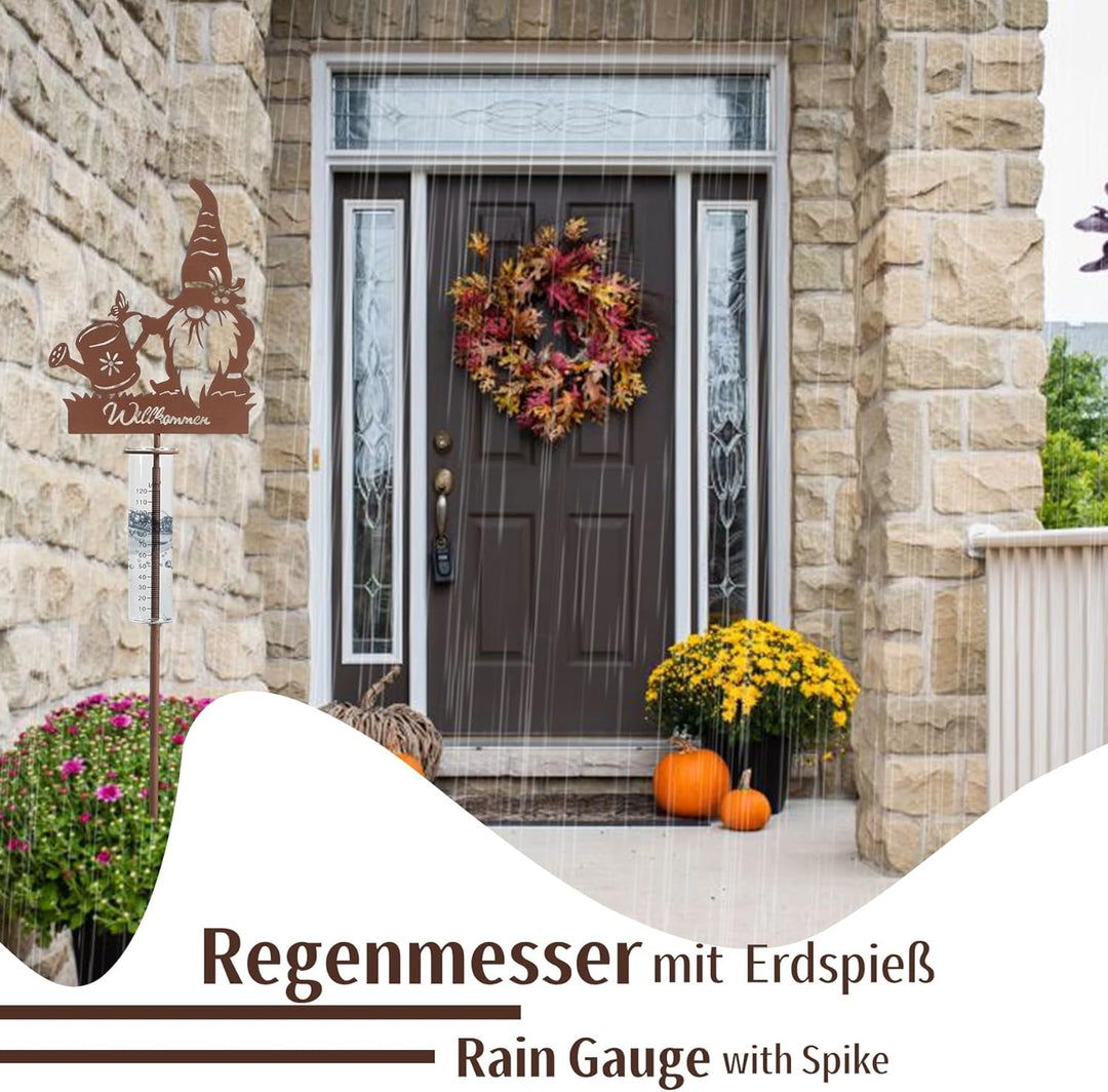 Regenmesser für Garten Dekorativer Niederschlagsmesser mit Erdspiess, Regenwassermesser Glas auf Gar