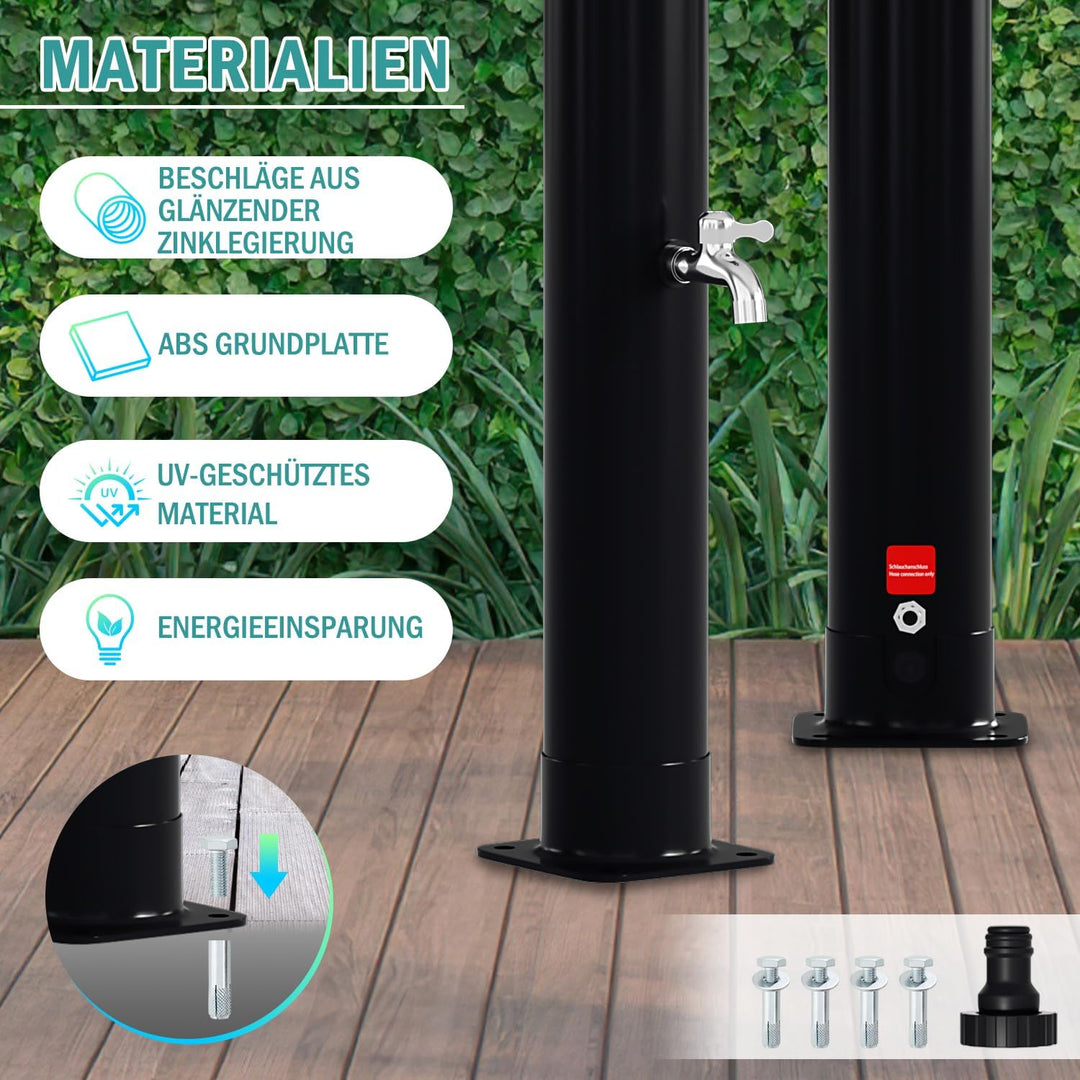 Cecaylie Solardusche 20Liter Solar Gartendusche Energiesparend Schwarz mit Schwenkbarer Regenduschko
