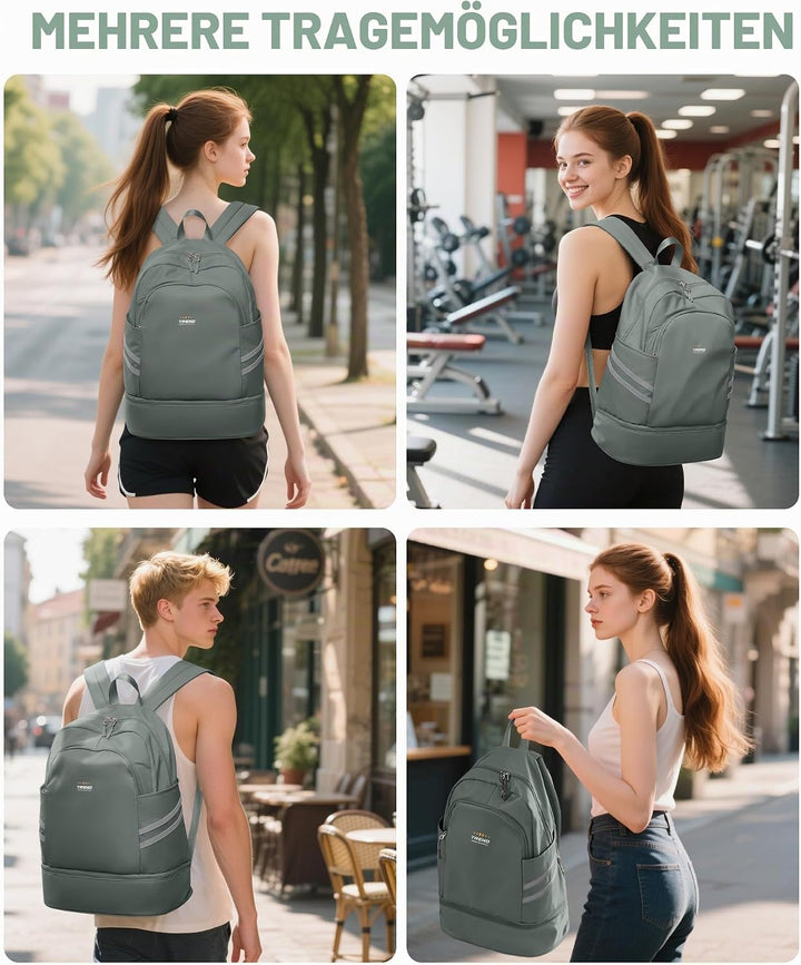 SZLX Sportrucksack für Frauen mit Schuhfach und Nasstasche Faltbarer Handgepäckrucksack Grosser Reis