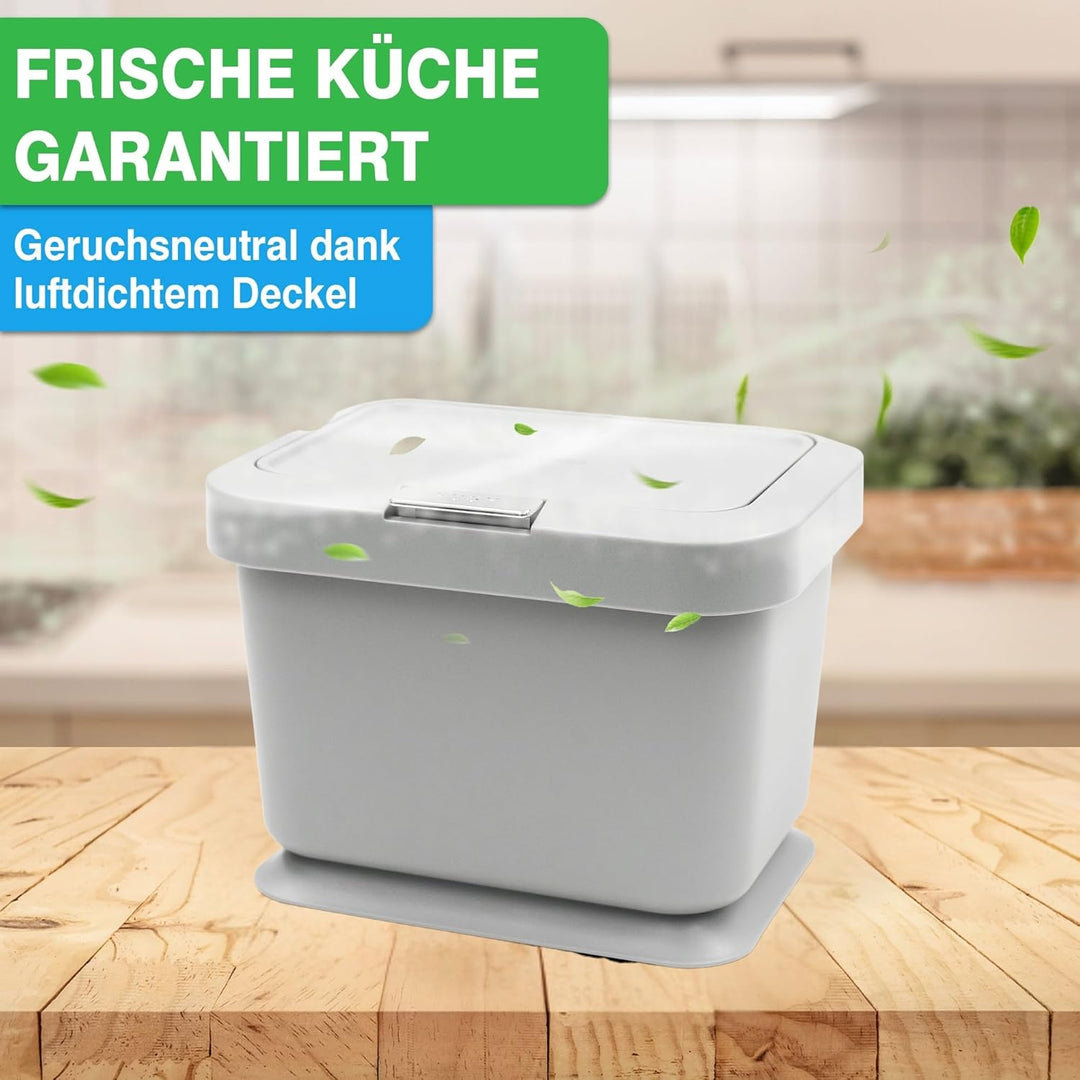 YourCasa® Biomülleimer Küche 5L - geruchsdichter Bio Mülleimer mit Deckel & Knopfdruck-Mechanismus -