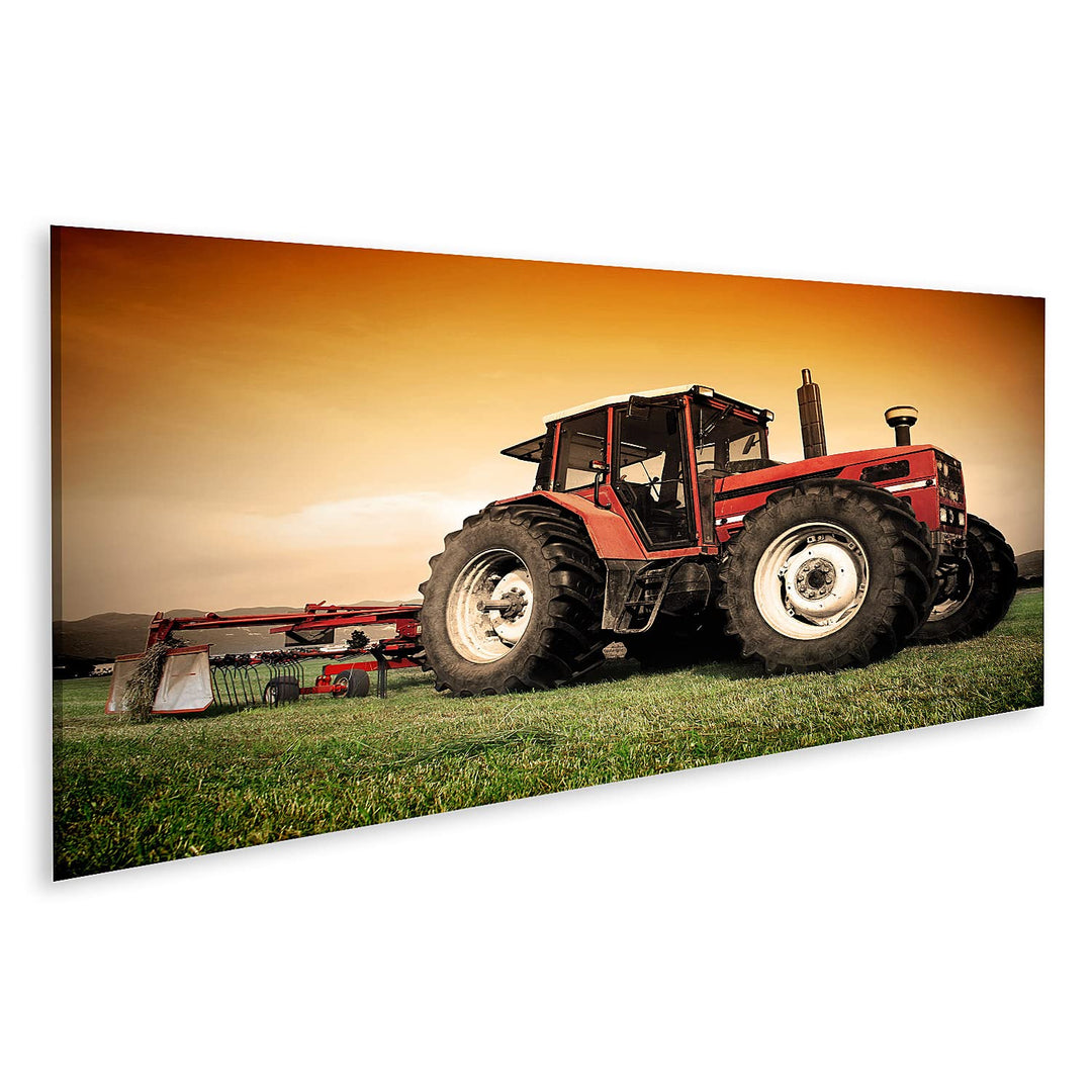 islandburner Bild auf Leinwand Alte Traktoren Auf Der Wiese Bilder Wandbilder Poster Leinwand 120x40